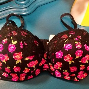 Floral Bra w/ Lace Trim